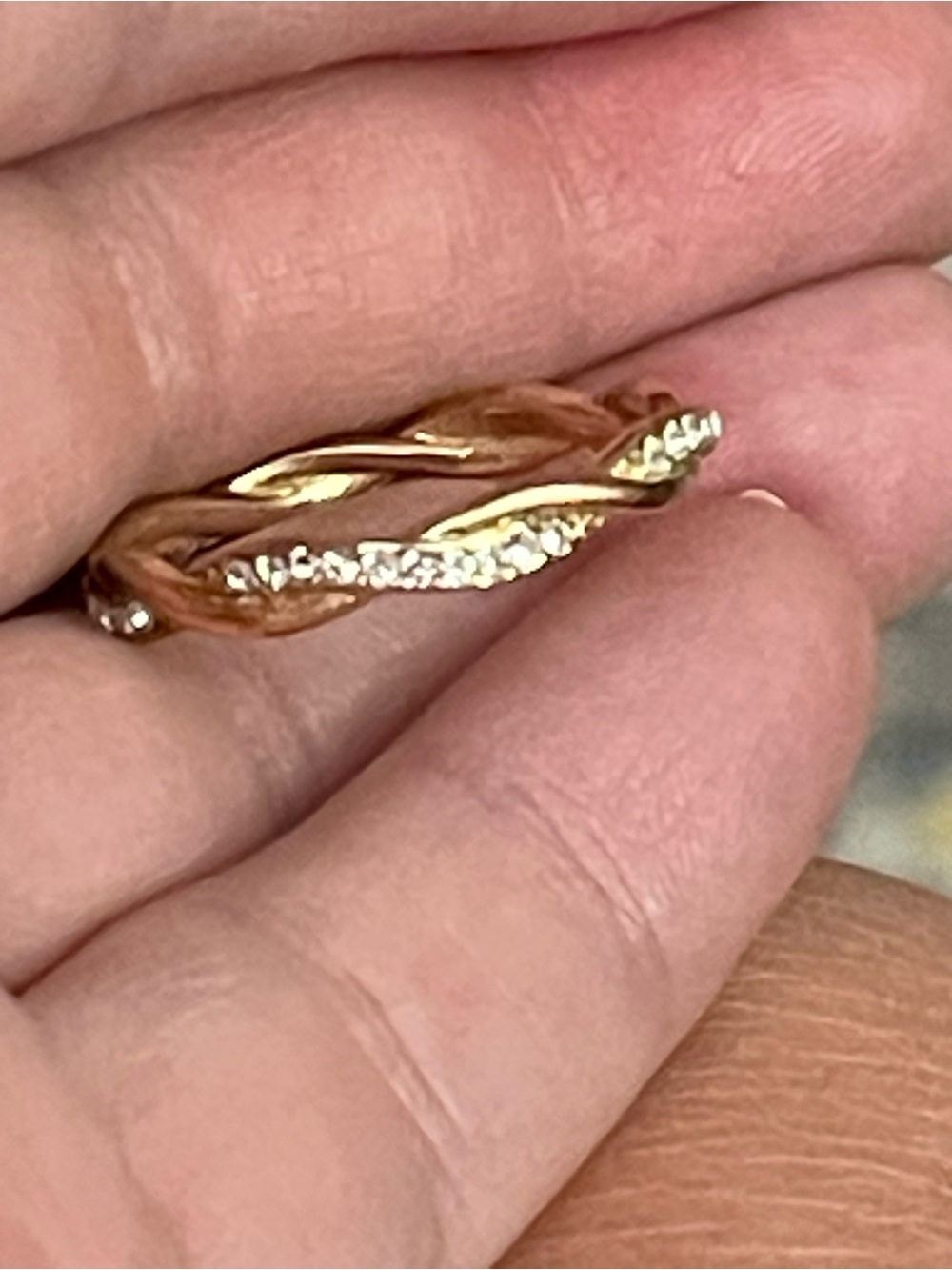 Gold-Tone Twisted Crystal Accent Women’s Ring - size 8